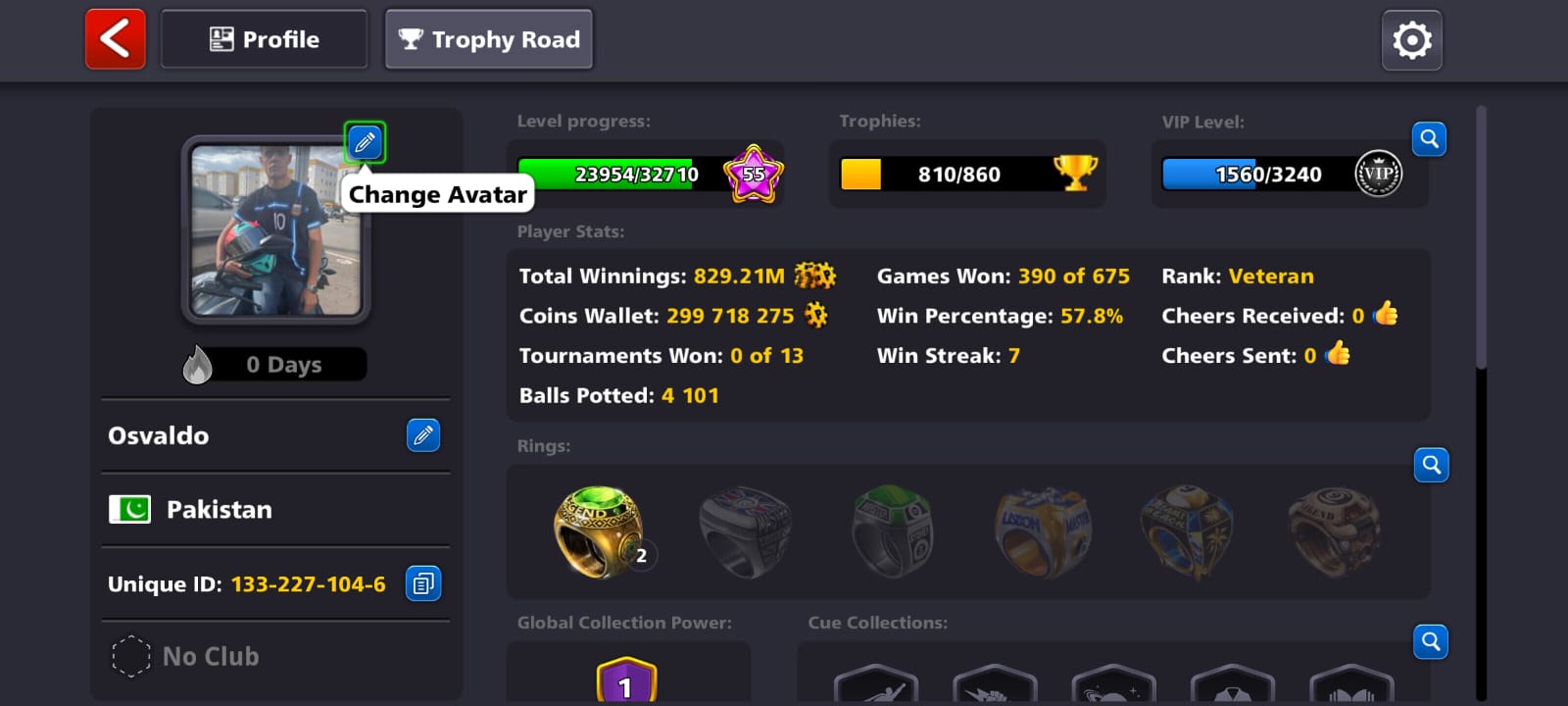 8 Ball Pool Veteran Level Progress: - Image 1