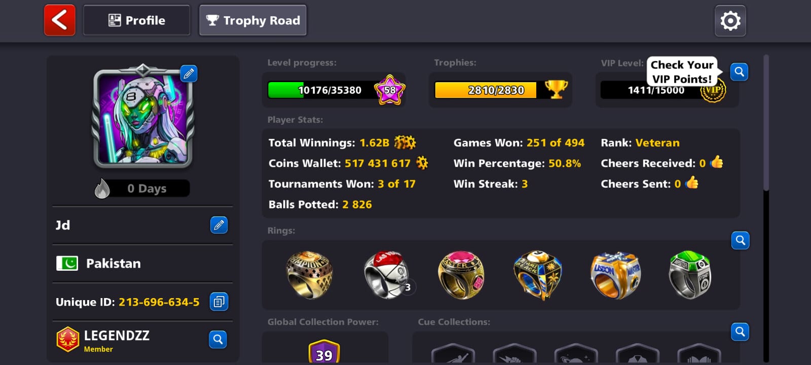 8 Ball Pool Veteran Level 58 - Image 1